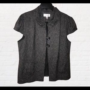 Conrad C Collection Gray Twill Cap Sleeve Shirt/Jacket. Sz 14.
